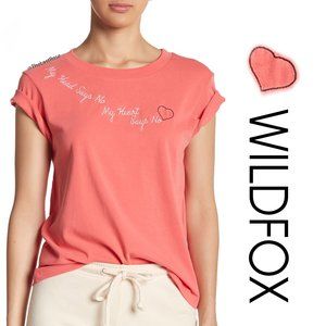 Wildfox My Heart Says No Red Short Sleeve Tee
